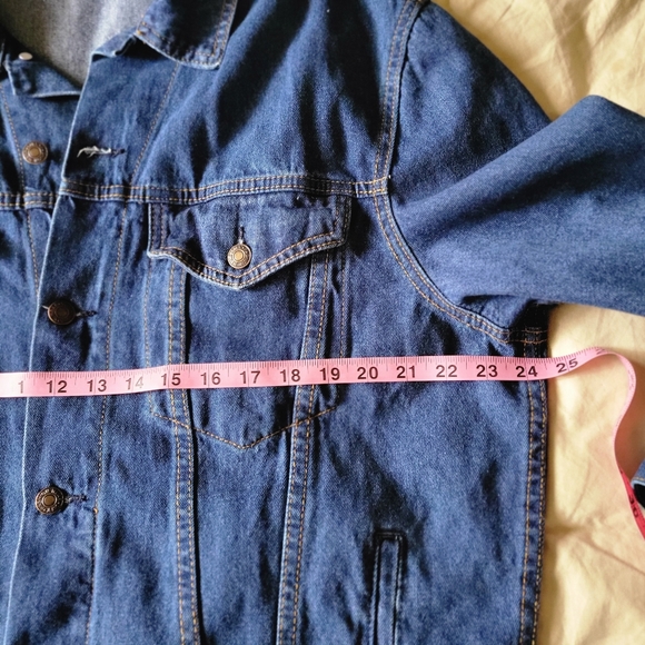 Elia cher women's size medium US 8 long sleeve button up blue denim jean jacket - Picture 3 of 14